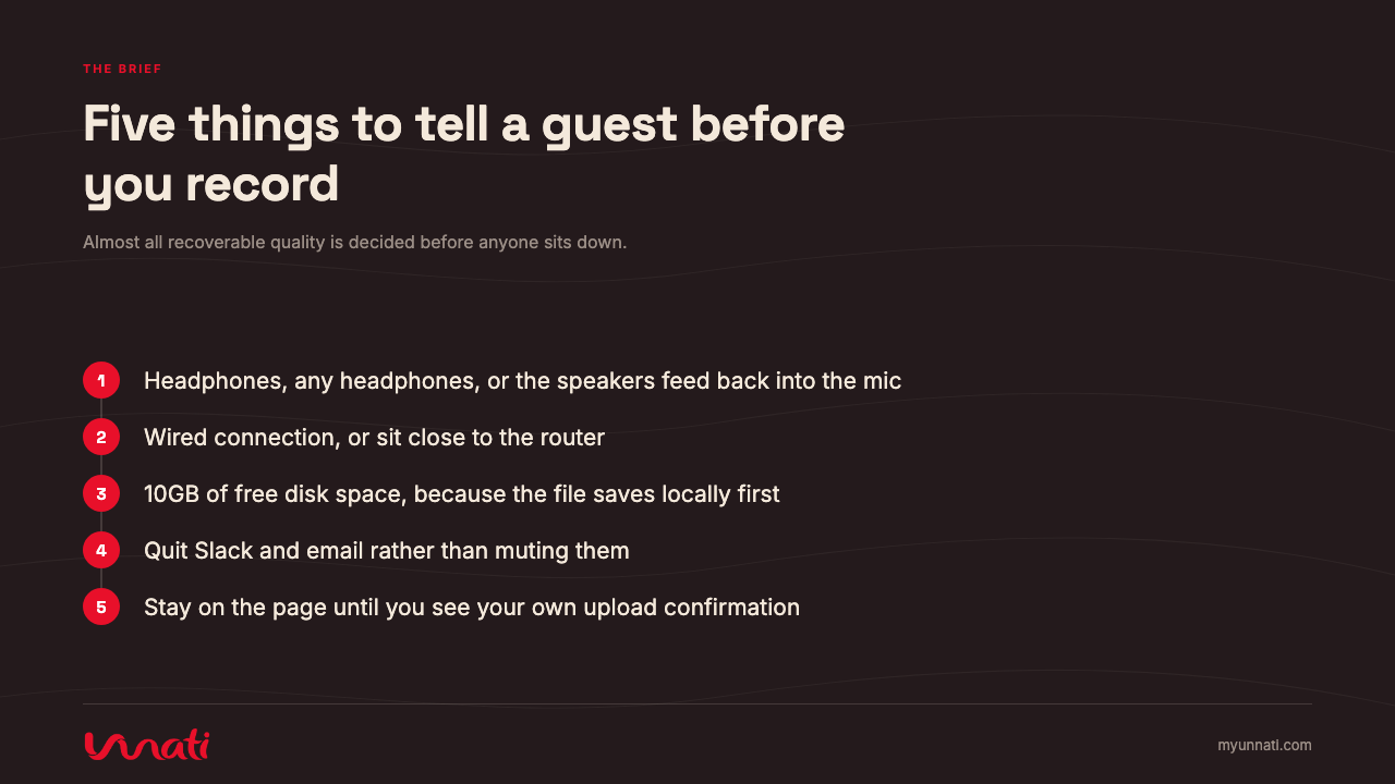 Five things to tell a guest before you record