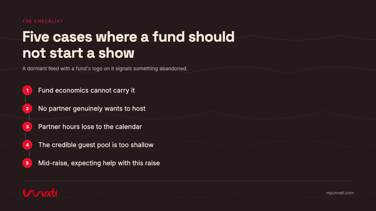 Five cases where a fund should not start a show